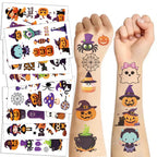 Halloween Pumpkin Temporary Tattoos – 10 Sheets Waterproof Fake Tattoos for Kids, Party Favors