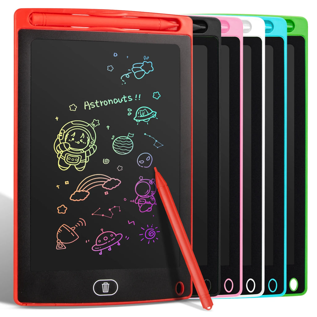LCD Drawing Tablet for Kids – Colorful Erasable Doodle Board with Pen, 6.5 to 12 Inch Travel Educational Toy