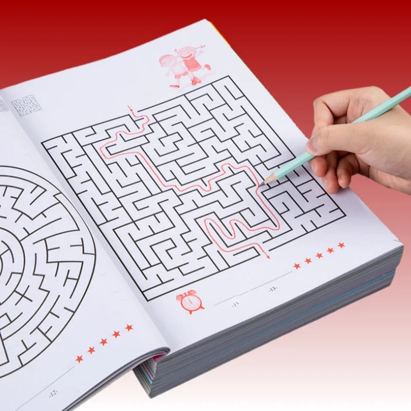 Kids Maze Puzzle Book – Brain-Challenging Logic & Concentration Activity Book, Easy to Advanced Levels