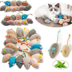 Catnip Mouse Cat Toys with Rattle – Soft Faux Fur Interactive Mice for Indoor Cats, 3 to 200 Pack