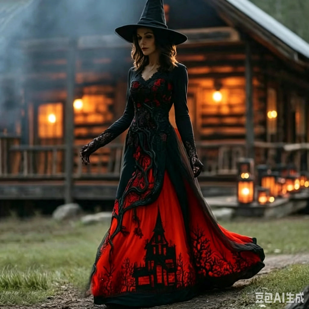 Women's Gothic Skull & Rose Maxi Dress – photo 21