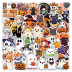 50 Halloween Stickers – Jack-O'-Lantern, Ghost & Spooky Decals for Laptops, Phones & Journals