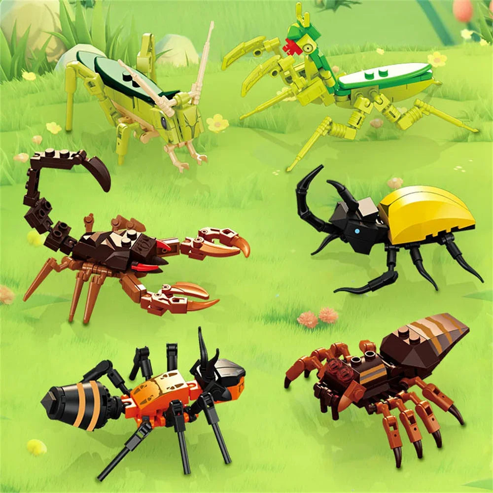Insect Building Blocks Set – Bee, Ant, Butterfly, Cricket & Grasshopper DIY Model Kit for Kids