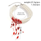 Gothic Blood Drop Pearl Tassel Necklace – photo 4