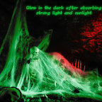 Glow-in-the-Dark Stretch Spider Web with Spiders – halloween decor photo 4