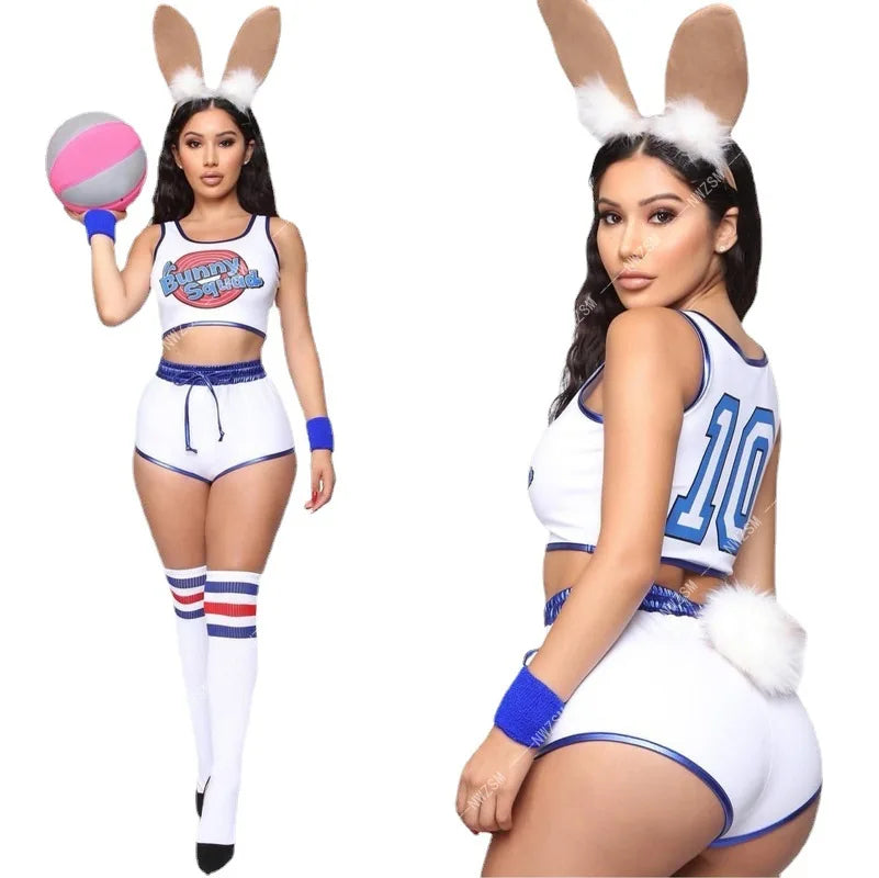 Lola Bunny Cosplay Costume – Space Basketball Jersey & Shorts Set for Women & Girls, S–XXL