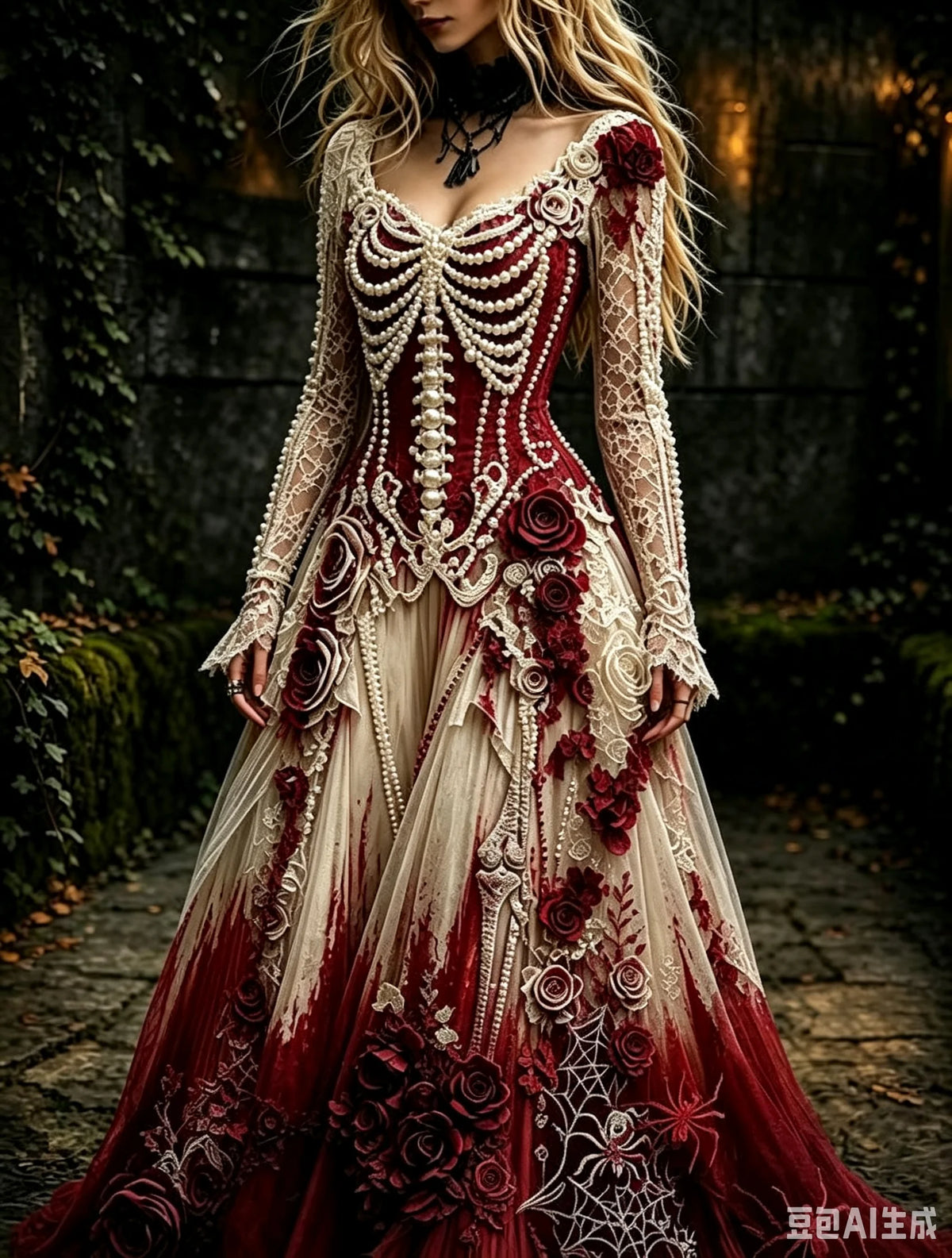 Women's Gothic Skull & Rose Maxi Dress – photo 23