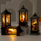Halloween Hanging LED Lantern – Retro Witch, Pumpkin, Skull & Owl Lamp for Indoor & Outdoor Decor, 10 Styles