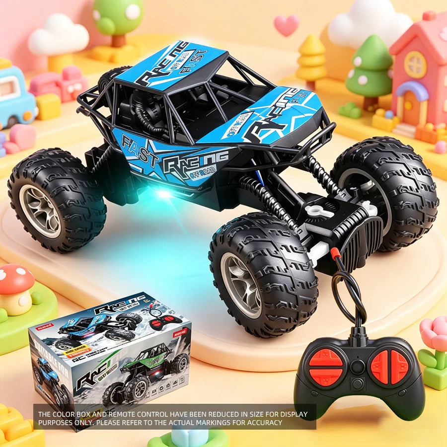 4-Way RC Off-Road Car with Lights – Anti-Slip Rubber Tire Remote Control Climbing Toy Car for Kids, 3 Colors