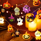 Halloween LED String Lights – Pumpkin, Ghost & Spider Web Hanging Lantern Lights, 1.5 m or 3 m