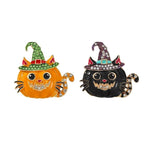 Halloween Cat & Pumpkin Enamel Brooch Pin with Witch Hat – photo 4