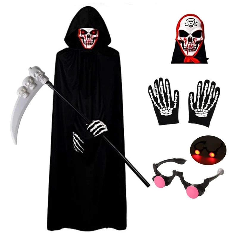 Kids Grim Reaper Costume with Glowing Red Eyes – kids costume photo 2