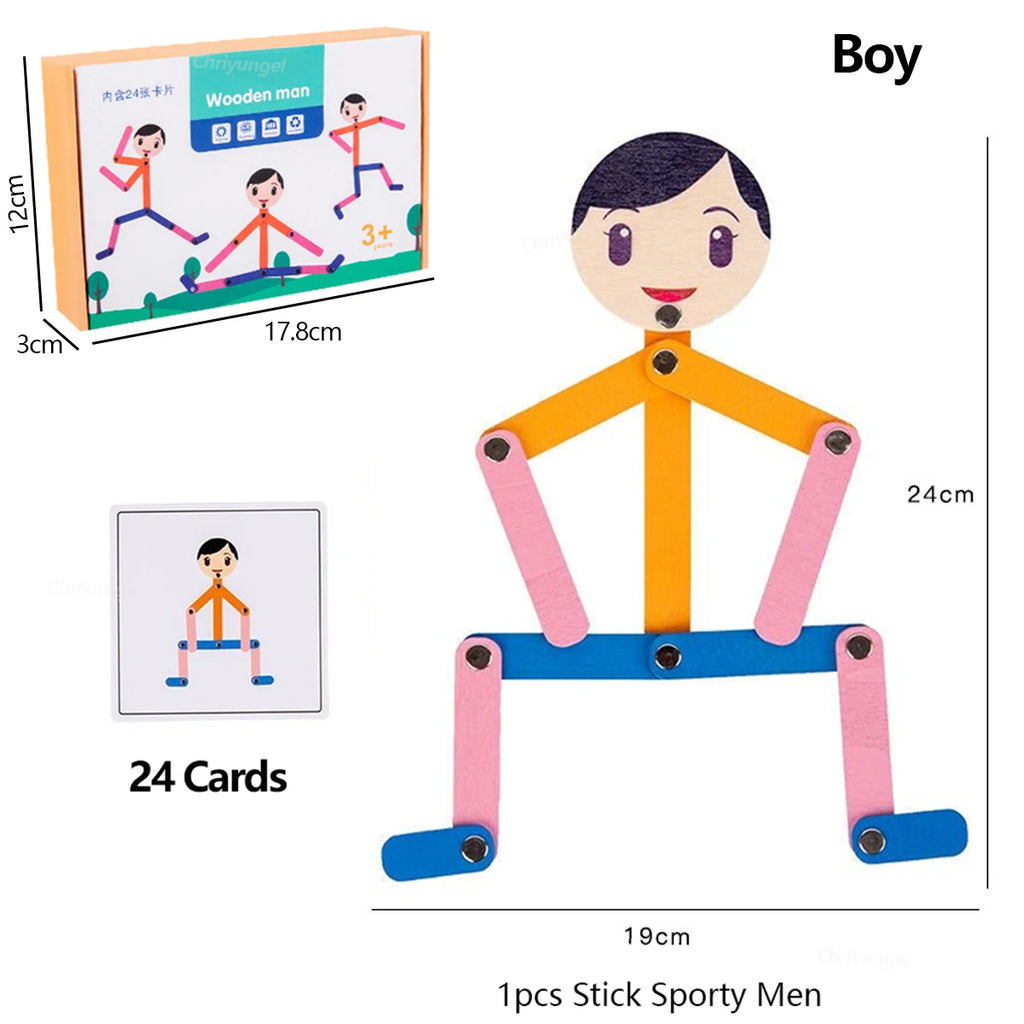 Montessori Pose-Matching Stick Figure Game – educational toy photo 10