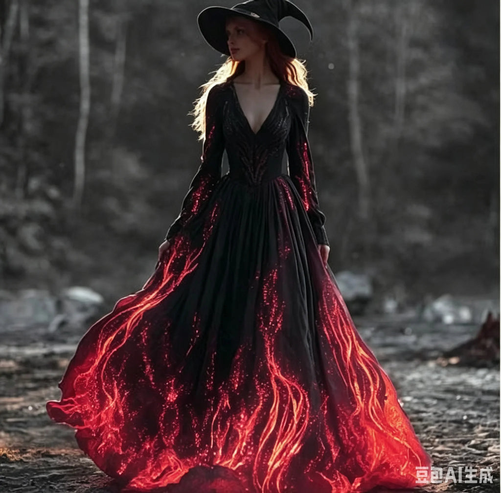 Women's Gothic Skull & Rose Maxi Dress – photo 16