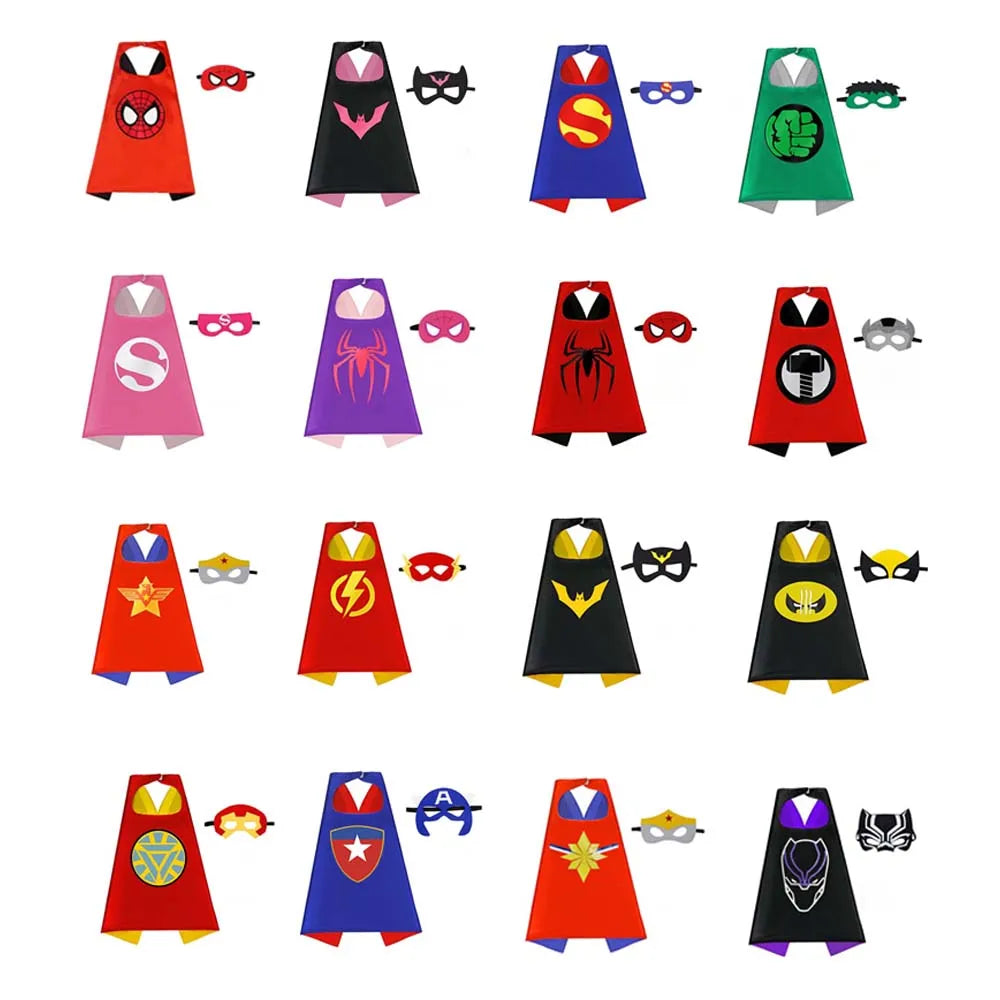 Kids Superhero Cape & Mask Set – Satin Dress-Up Costume Cape for Boys & Girls 3–10, Halloween & Party