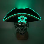 LED Light-Up Pirate Hat & Party Mask – Glowing Tricorn Captain Hat with 4 Light Modes, Halloween Costume