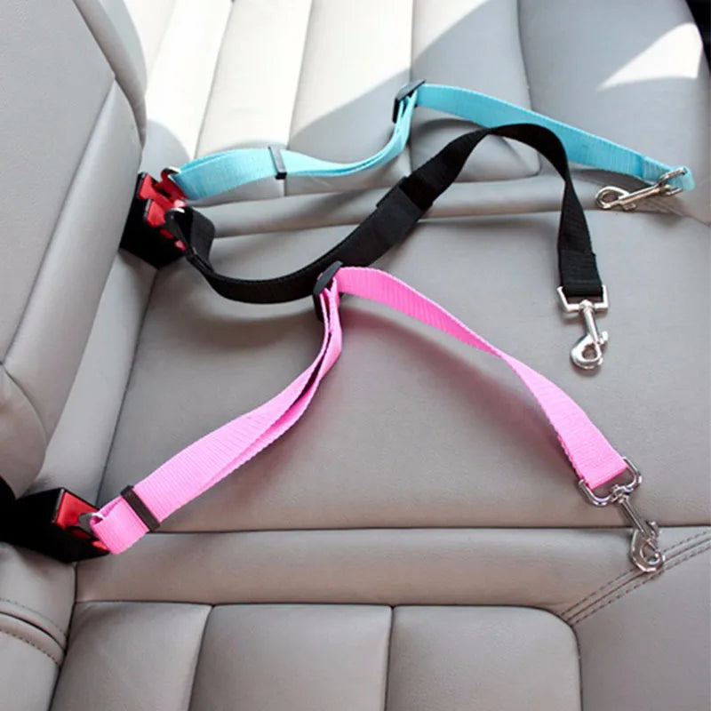 Adjustable Pet Car Seat Belt – Dog & Cat Vehicle Safety Harness Lead with Swivel Clip, 45–72 cm