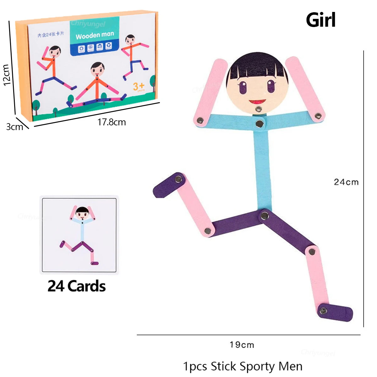 Montessori Pose-Matching Stick Figure Game – educational toy photo 8
