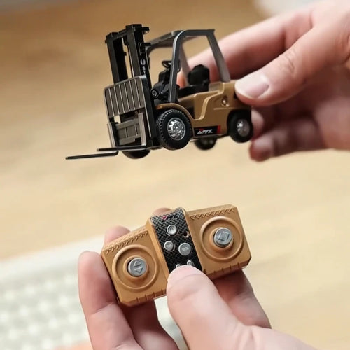 1:64 Mini RC Alloy Construction Vehicles – Excavator, Forklift, Crane & Mine Truck Desktop Remote Control Toys