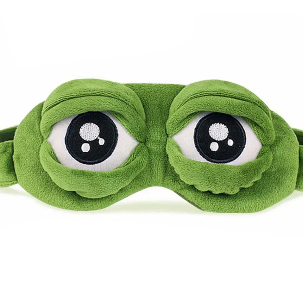 3D Sad Frog Sleep Mask – Soft Plush Light-Blocking Eye Mask for Sleep & Travel, Adjustable