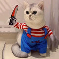 Funny Pet Halloween Costume for Cats & Small Dogs – Cosplay Jumpsuit with Foam Prop | Soft Party Outfit, Sizes XS–XL