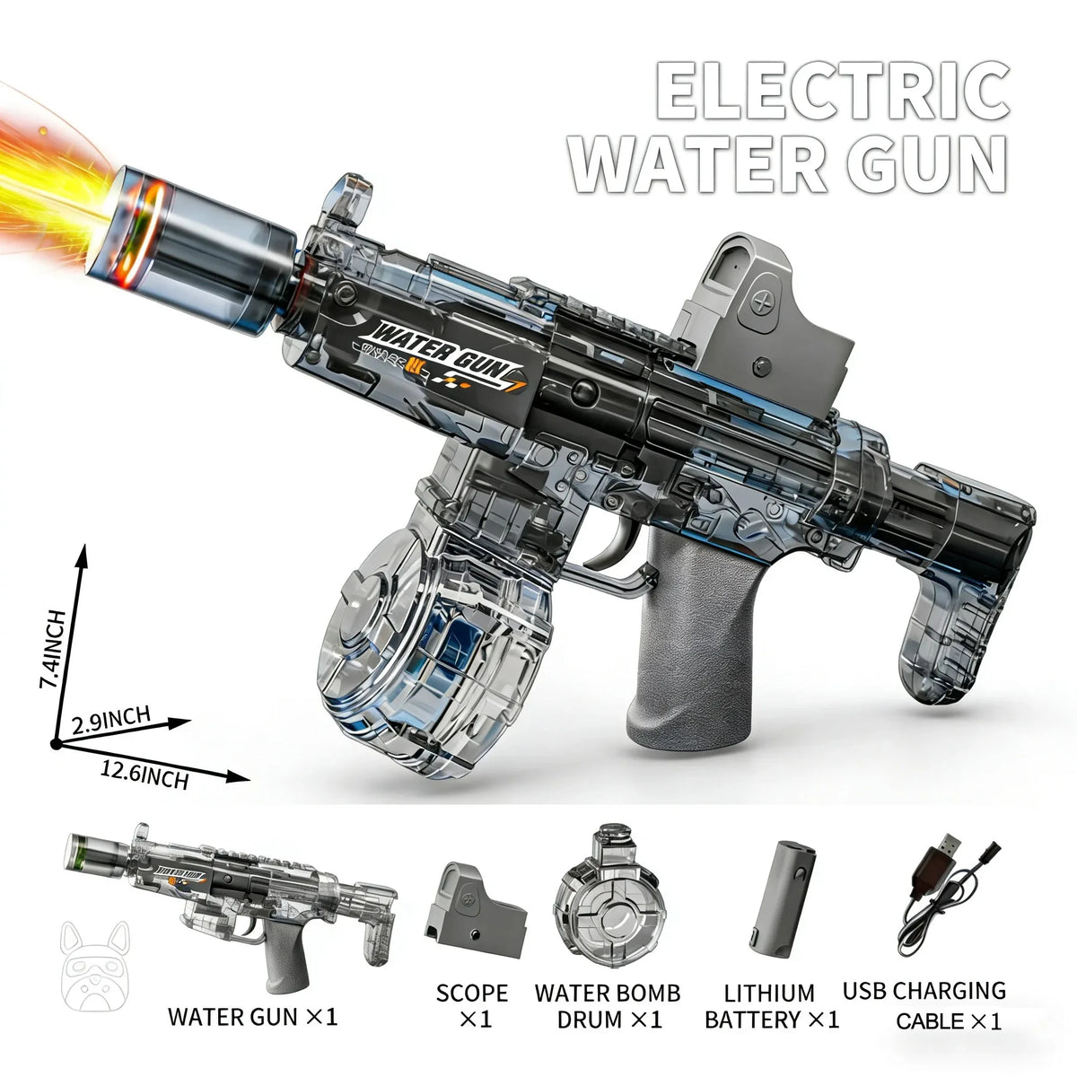 Electric Water Gun with Recoil & LED Lights – photo 9