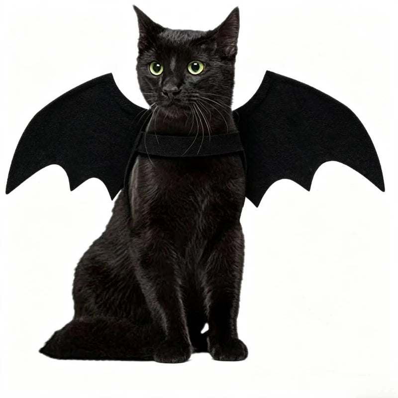Cat Bat Wings Costume – Adjustable Black Felt Halloween Harness for Cats & Kittens | Easy-Wear Pet Cosplay Accessory
