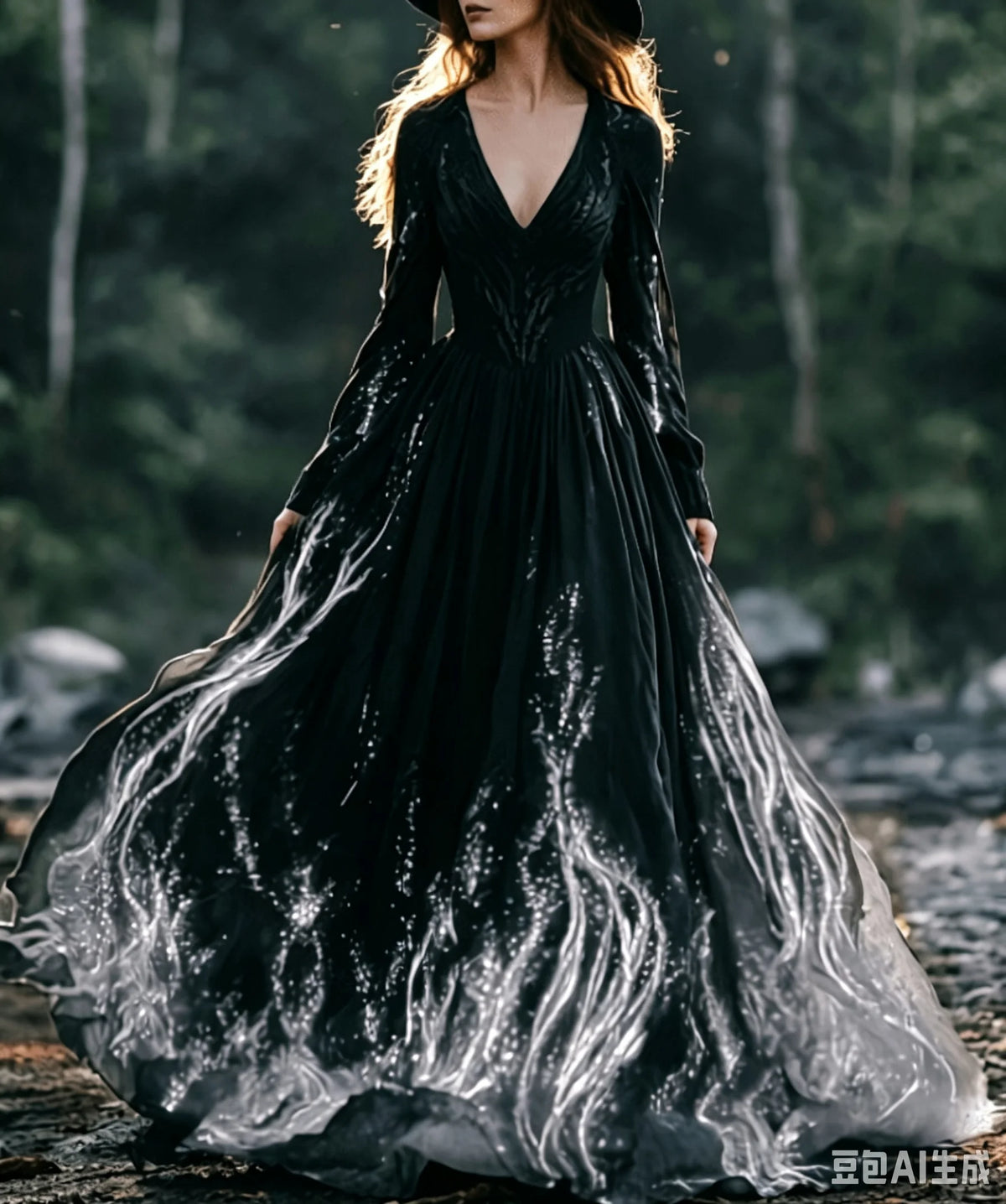 Women's Gothic Skull & Rose Maxi Dress – photo 24